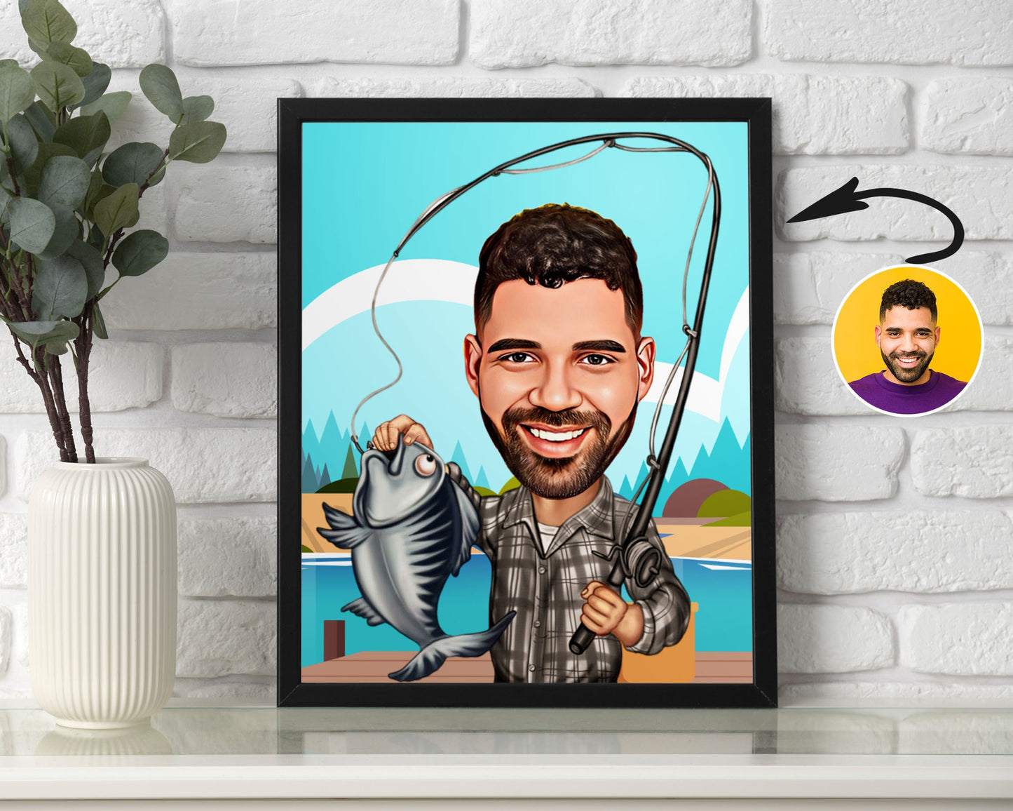 Personalised Fishing Caricature