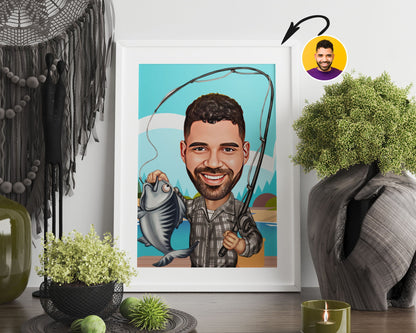 Personalised Fishing Caricature