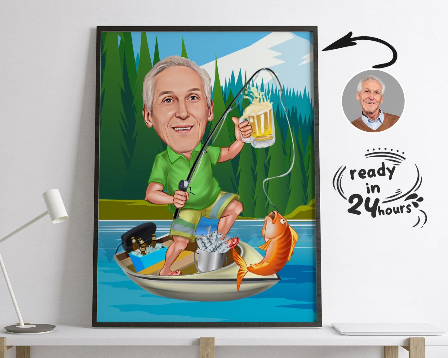 Personalised Fishing Caricature