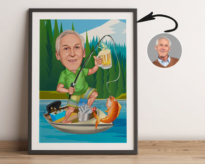 Personalised Fishing Caricature