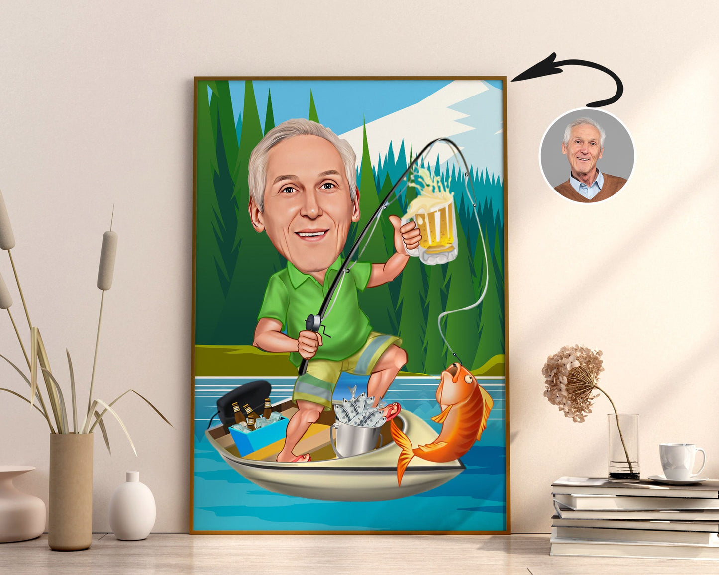 Personalised Fishing Caricature