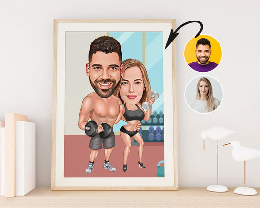 Personalised Couple Fitness Caricature