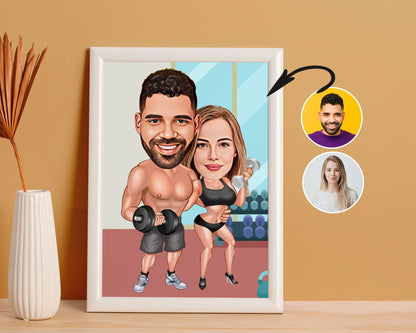 Personalised Couple Fitness Caricature