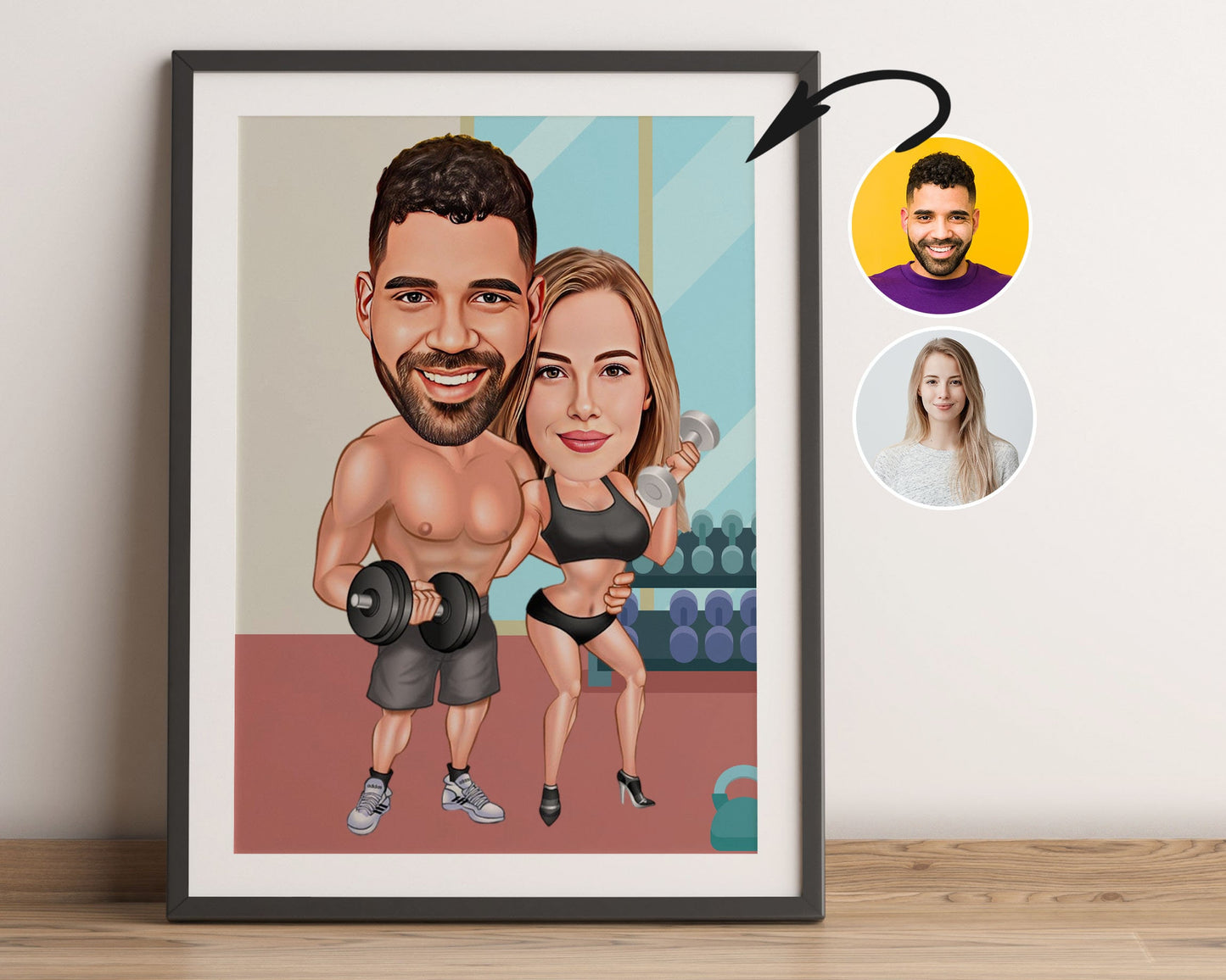 Personalised Couple Fitness Caricature