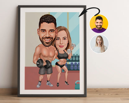 Personalised Couple Fitness Caricature