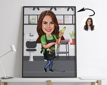 Personalised Hairdresser Caricature