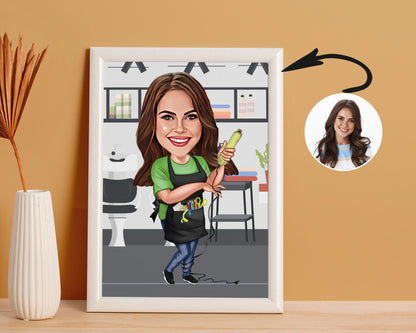 Personalised Hairdresser Caricature