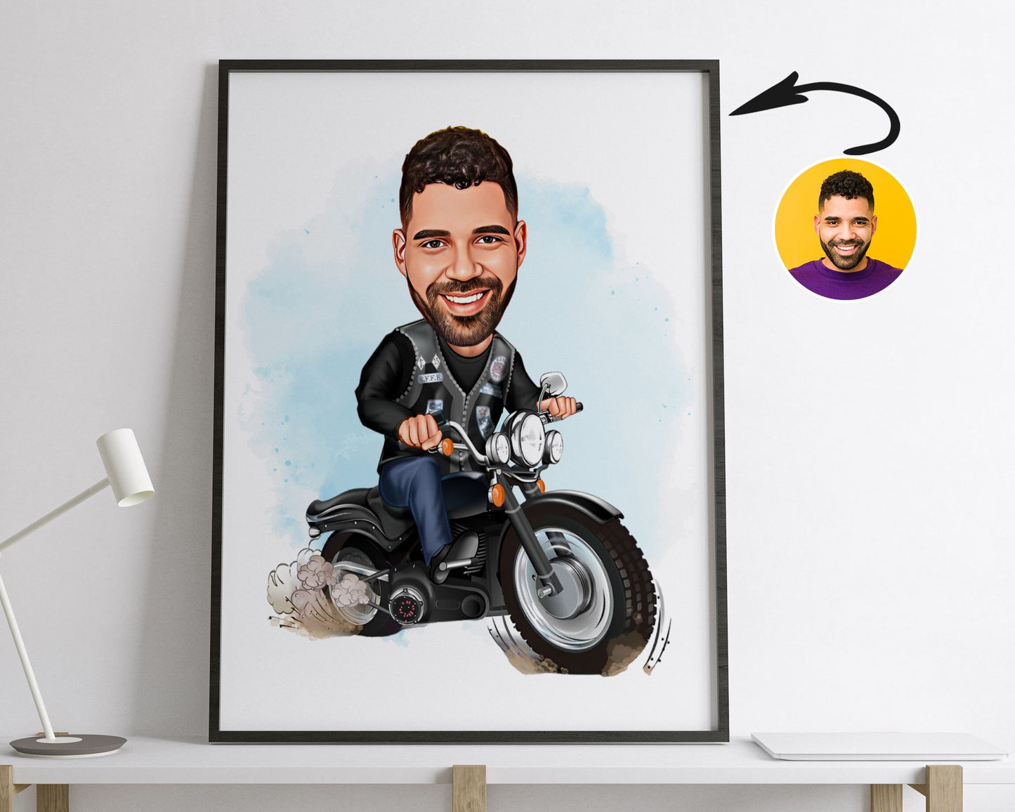 Personalised Motorcycle Caricature