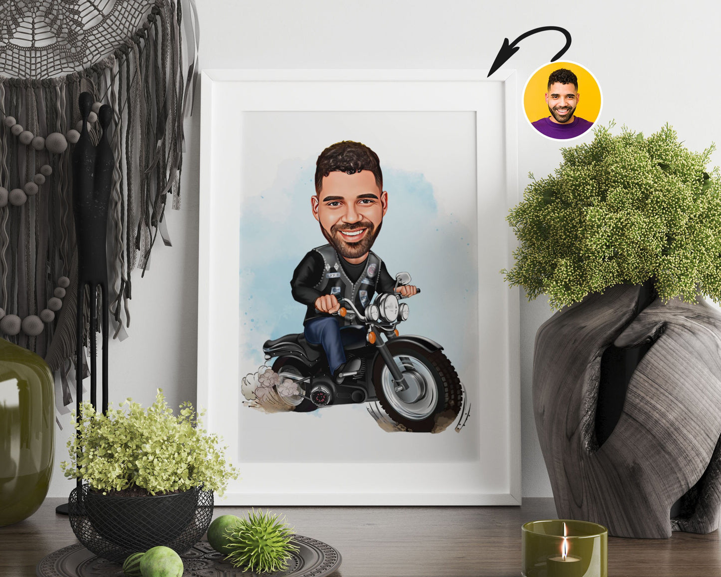 Personalised Motorcycle Caricature