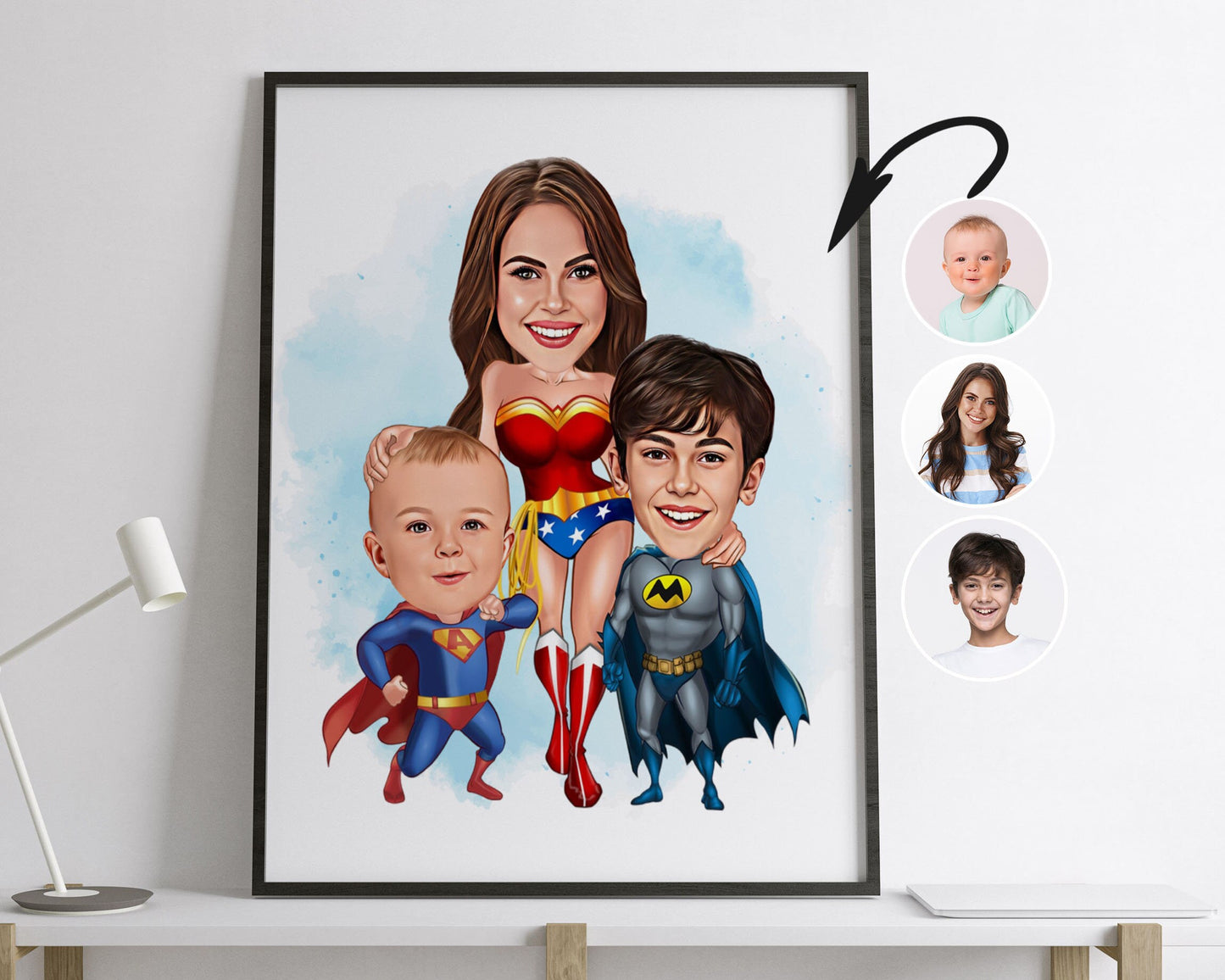 Personalised Family Super Hero Caricature