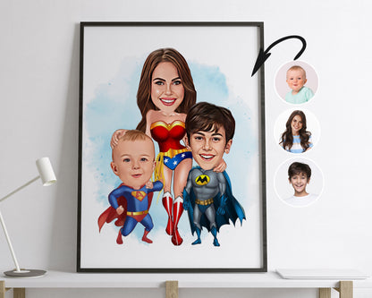 Personalised Family Super Hero Caricature