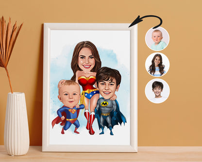 Personalised Family Super Hero Caricature