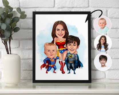 Personalised Family Super Hero Caricature