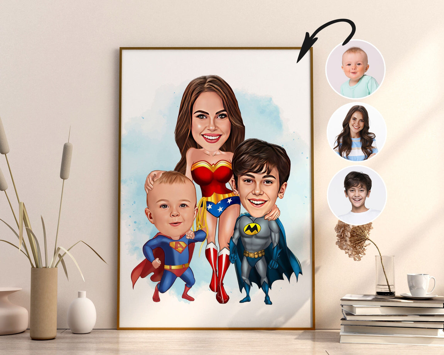 Personalised Family Super Hero Caricature