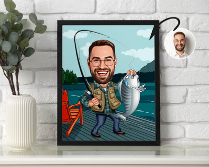 Personalised Fishing Caricature