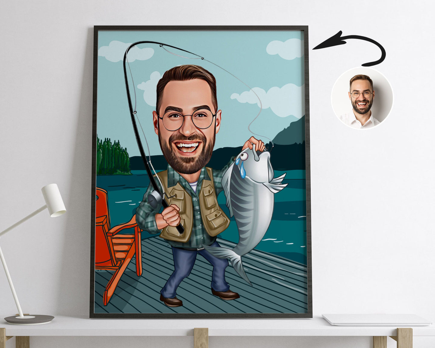 Personalised Fishing Caricature