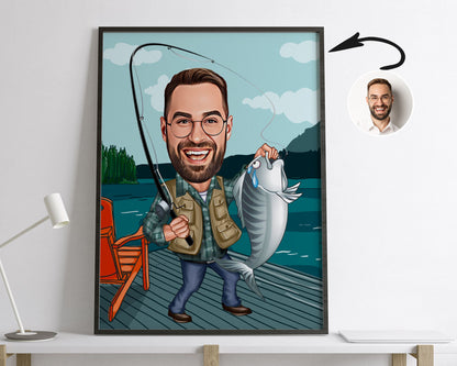 Personalised Fishing Caricature