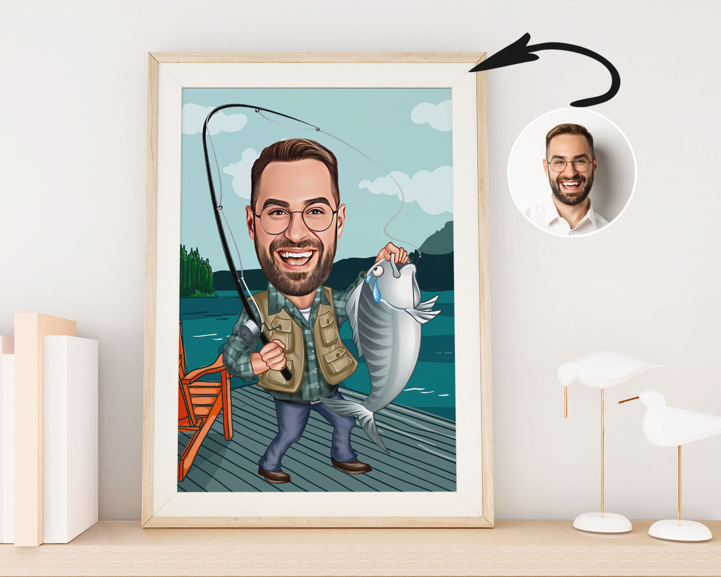 Personalised Fishing Caricature