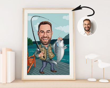 Personalised Fishing Caricature