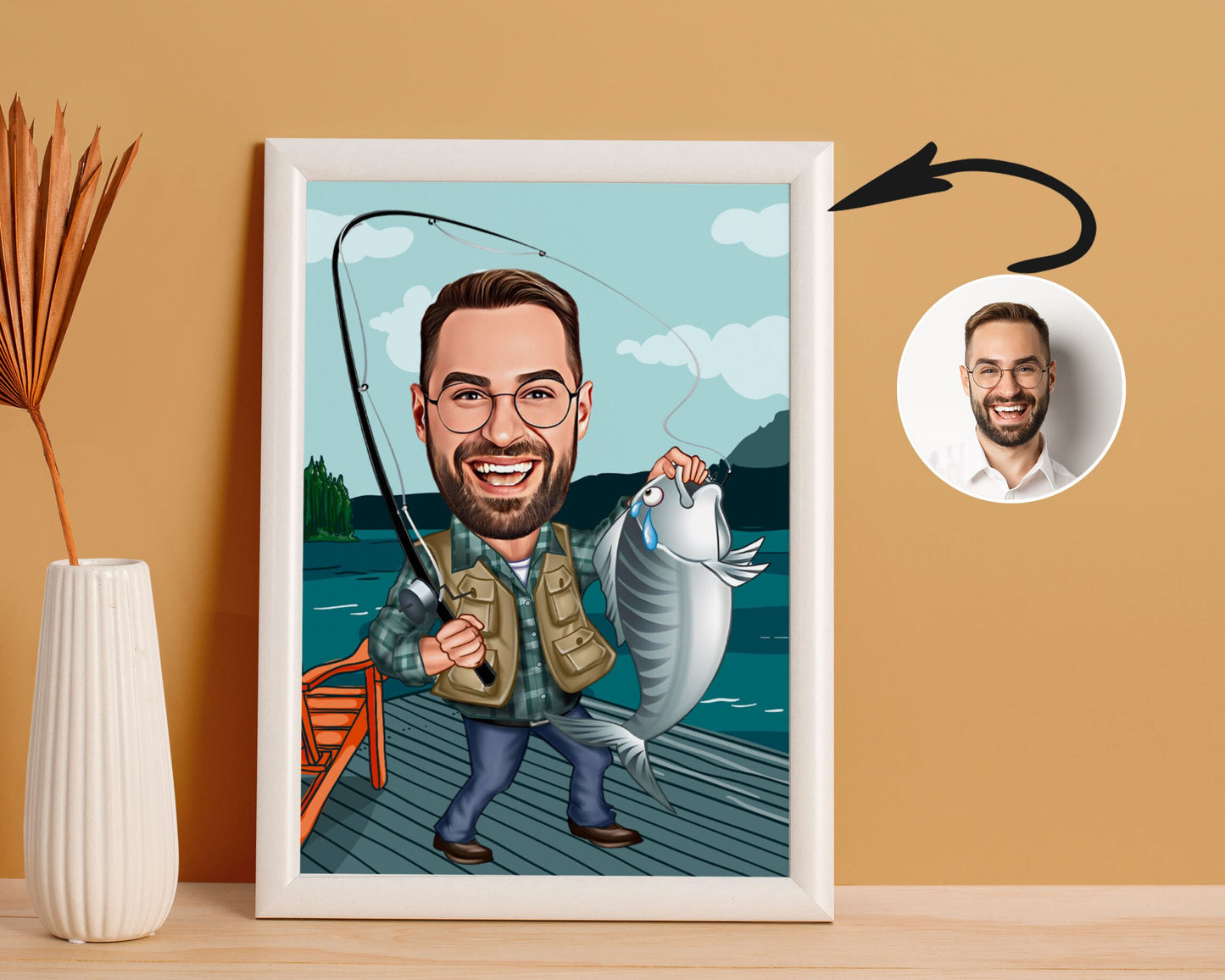 Personalised Fishing Caricature