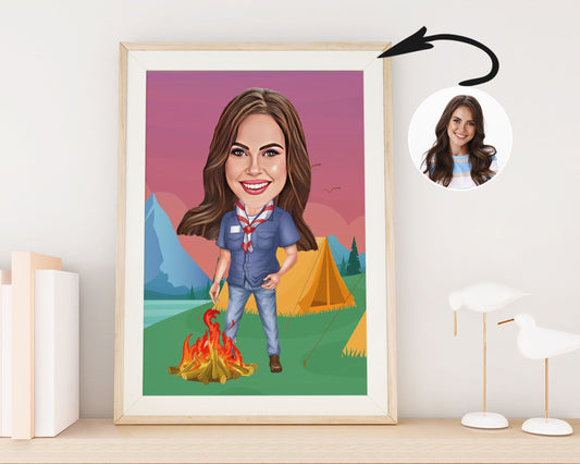 Personalised Camping Caricature