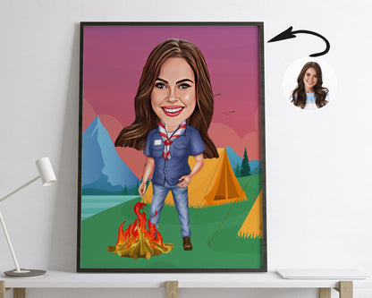 Personalised Camping Caricature