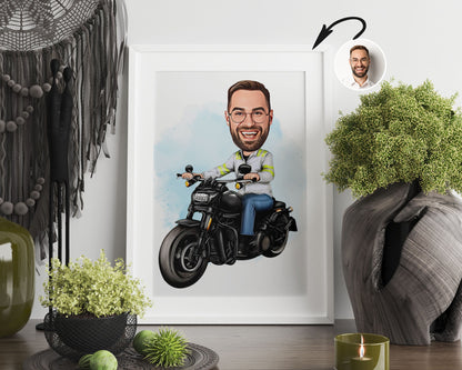 Personalised Motorcycle Caricature