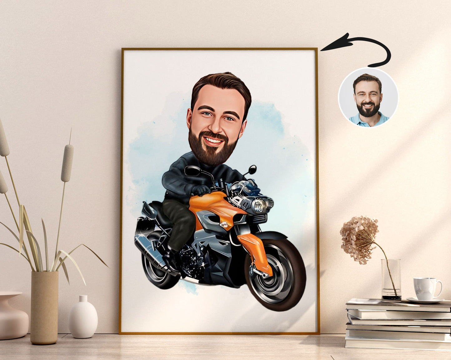 Personalised Motorcycle Caricature