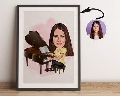 Personalised Pianist Caricature