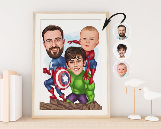 Personalised Family Super Hero Caricature