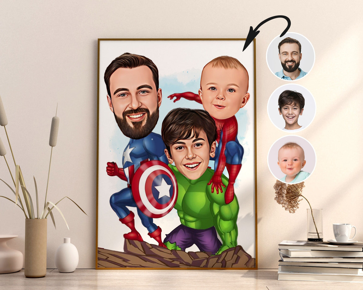 Personalised Family Super Hero Caricature