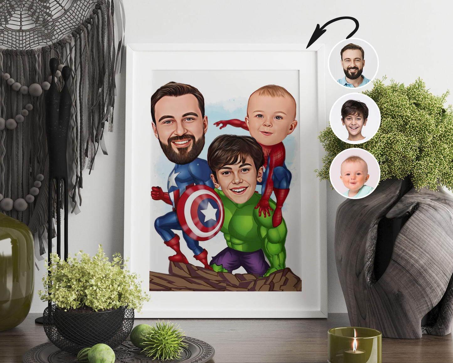 Personalised Family Super Hero Caricature