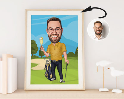 Personalised Golfing Caricature