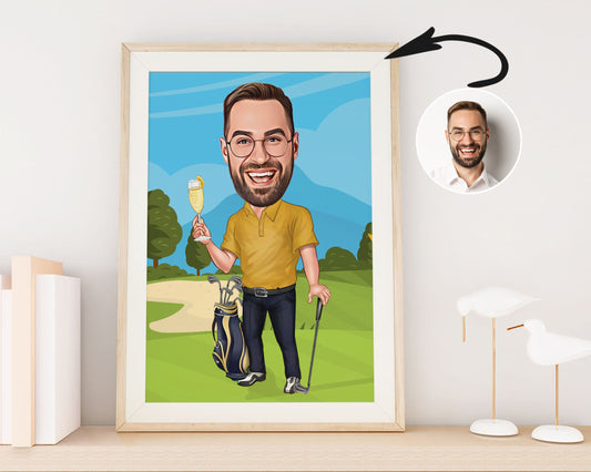 Personalised Golfing Caricature