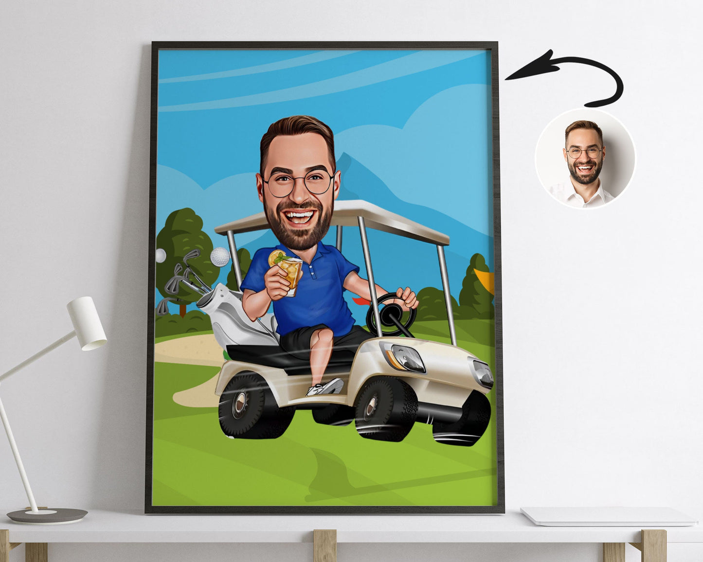 Personalised Golfing Caricature