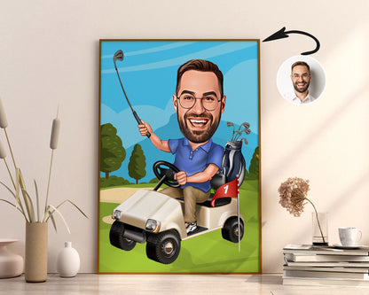 Personalised Golfing Caricature
