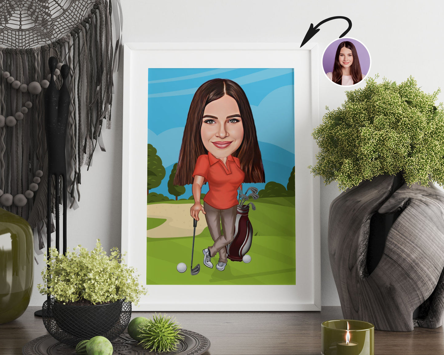 Personalised Golfing Caricature