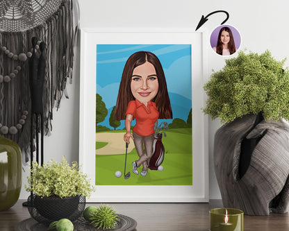 Personalised Golfing Caricature