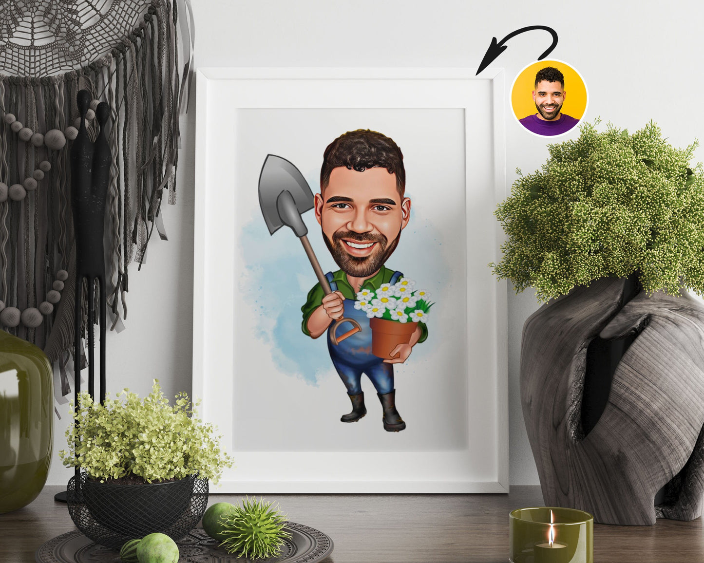 Personalised Gardening Caricature