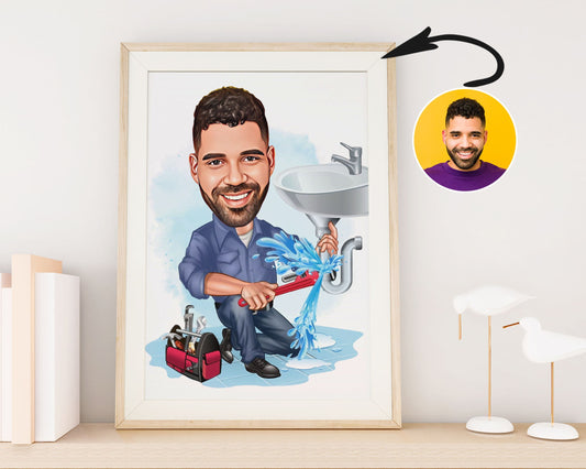 Personalised Plumber Caricature