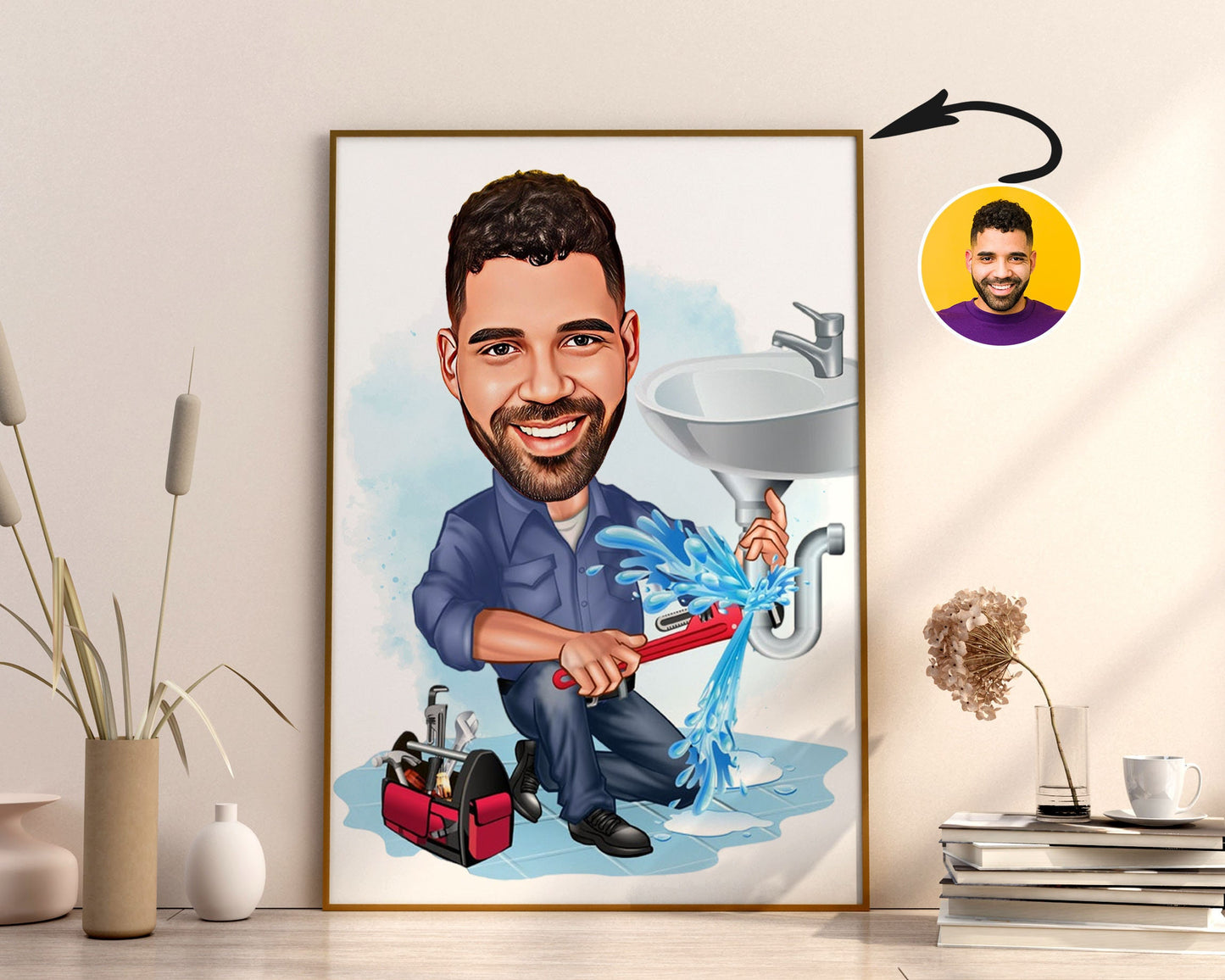 Personalised Plumber Caricature