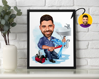 Personalised Plumber Caricature