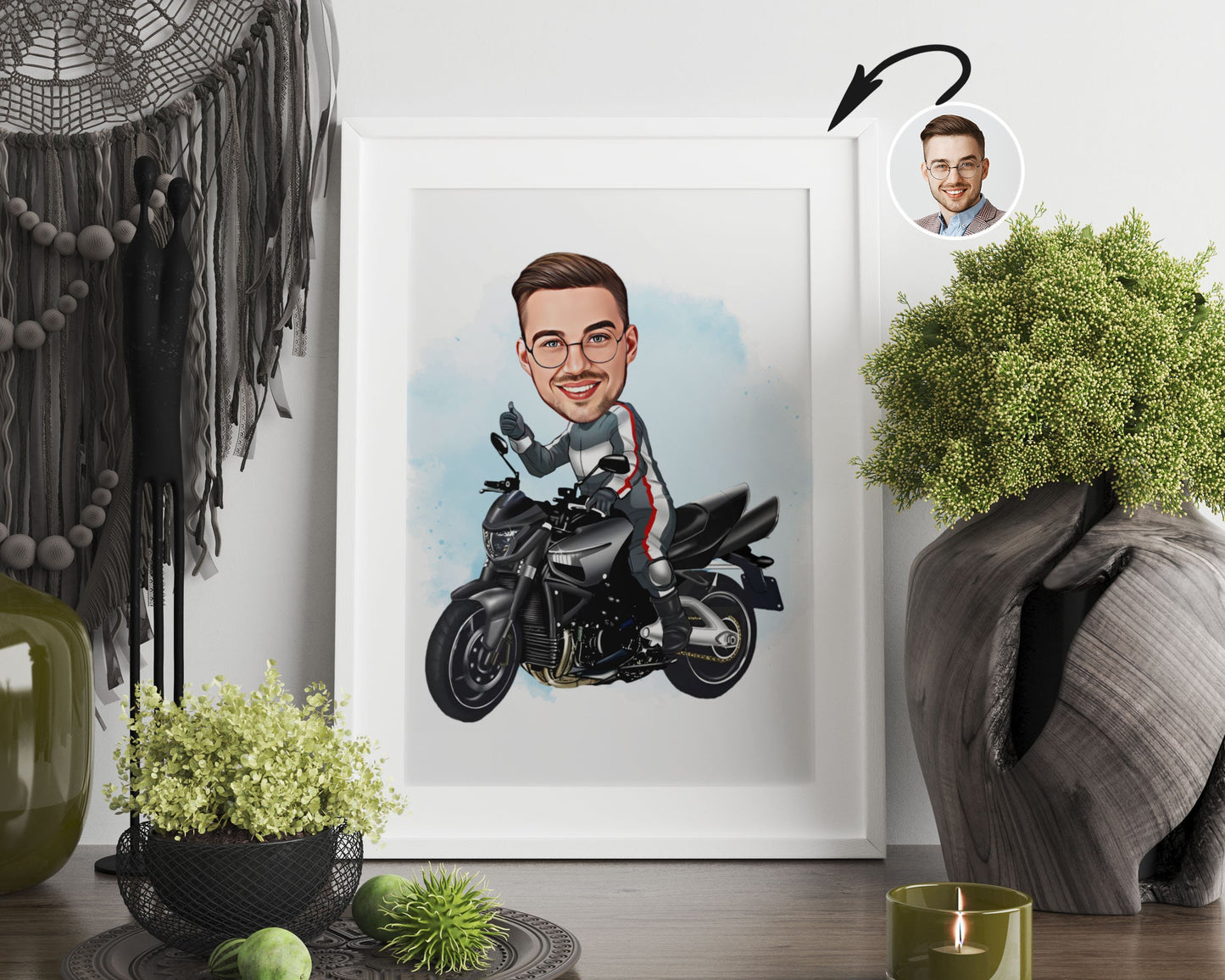 Personalised Motorcycle Caricature