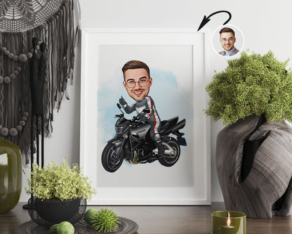Personalised Motorcycle Caricature