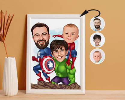 Personalised Family Super Hero Caricature