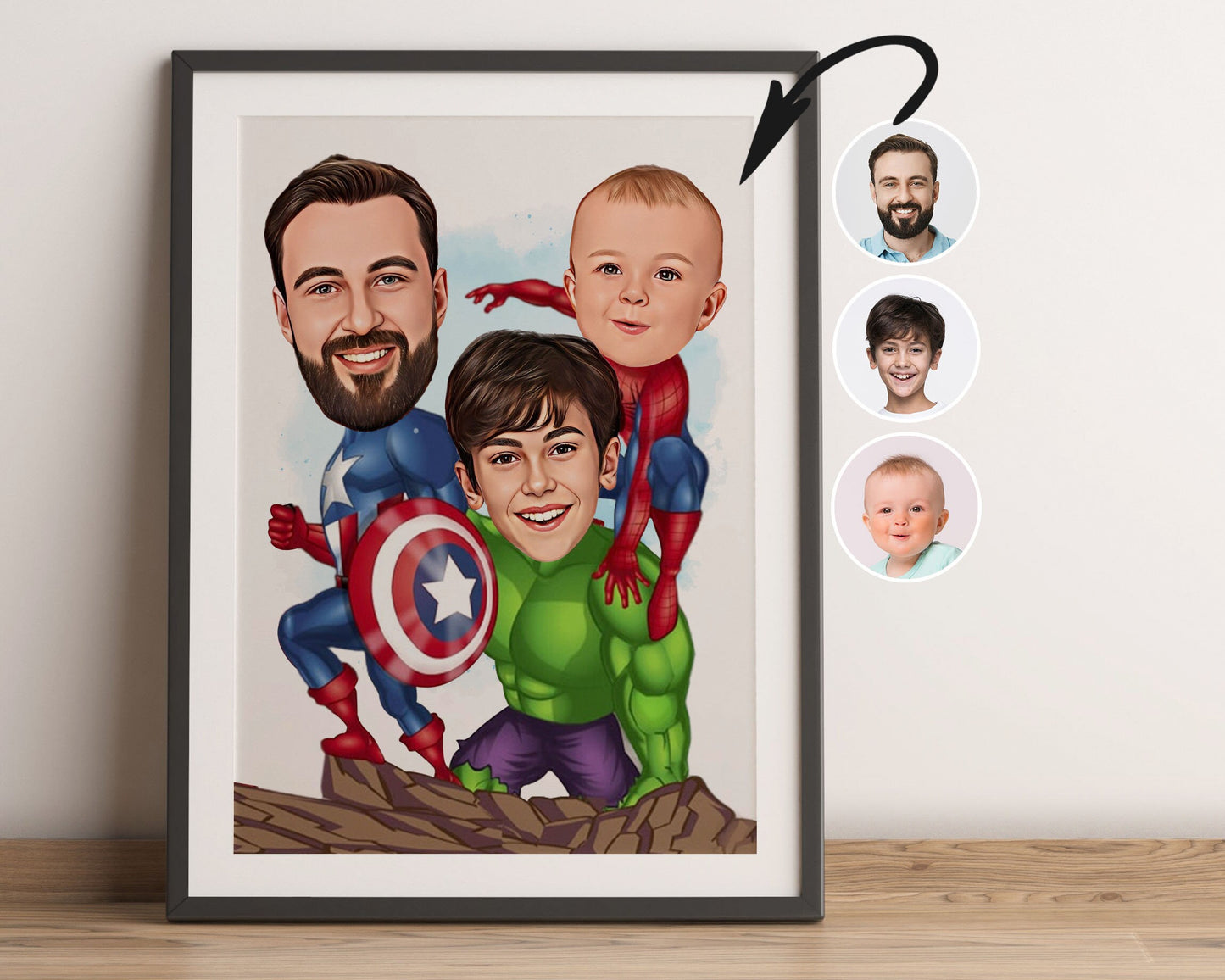 Personalised Family Super Hero Caricature