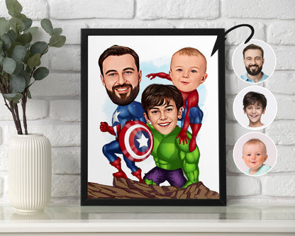 Personalised Family Super Hero Caricature