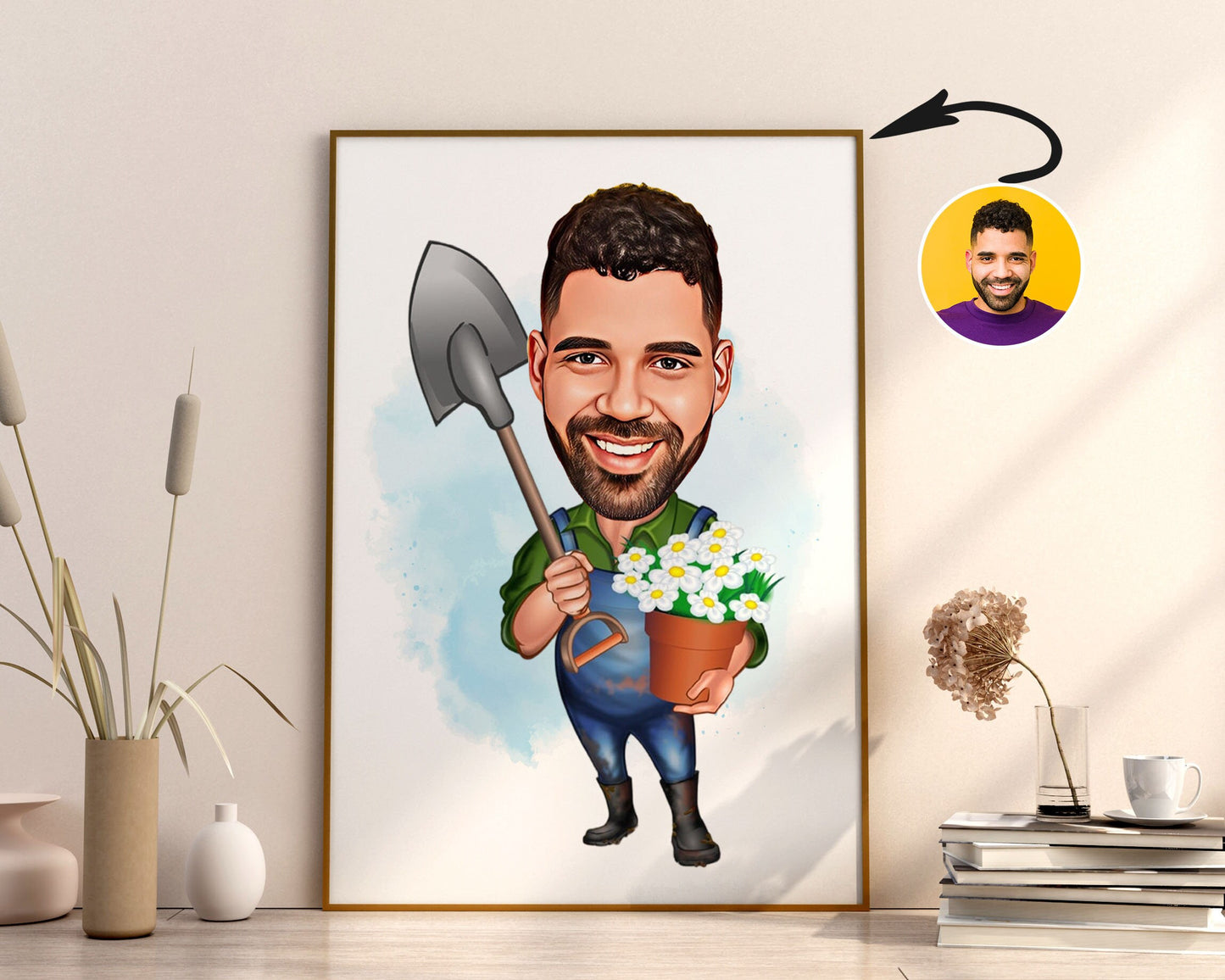 Personalised Gardening Caricature