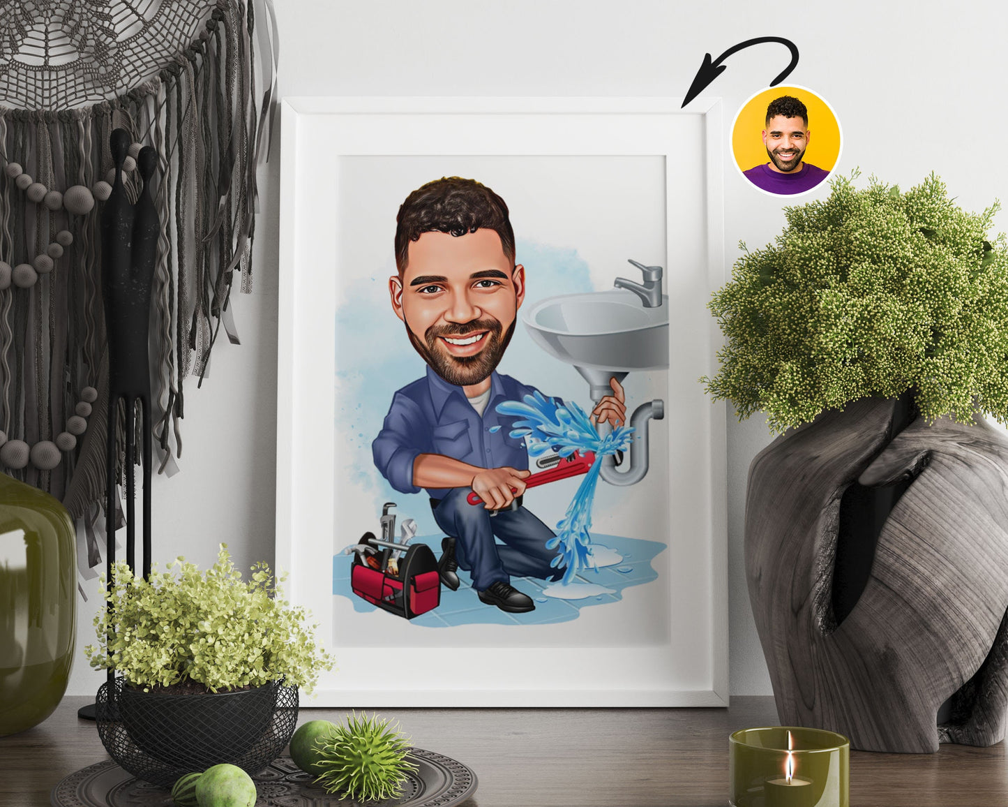 Personalised Plumber Caricature