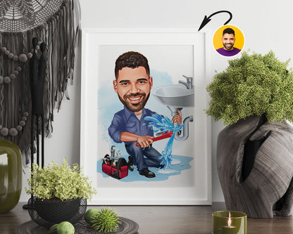 Personalised Plumber Caricature